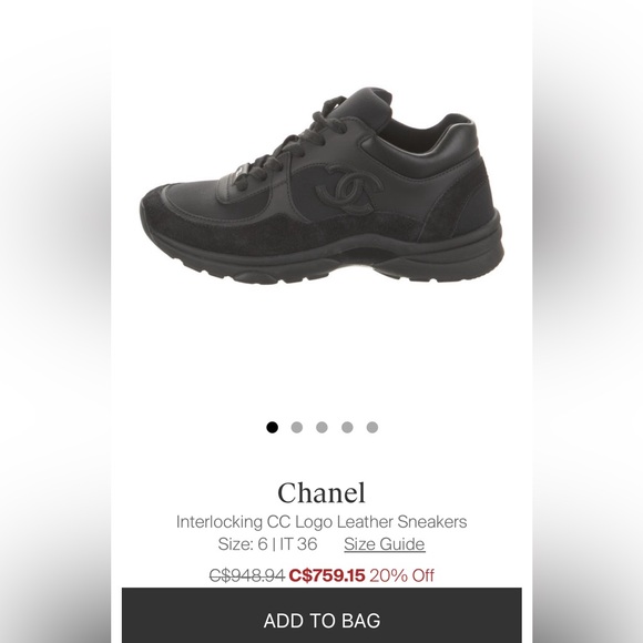 Chanel size 35.5 Interlocking CC Logo Leather Sneakers - Picture 13 of 13